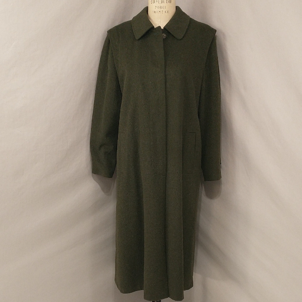 Tiroler Loden Coat Austrian Wool Olive Green Light Wear Classic Long Roomy Warm